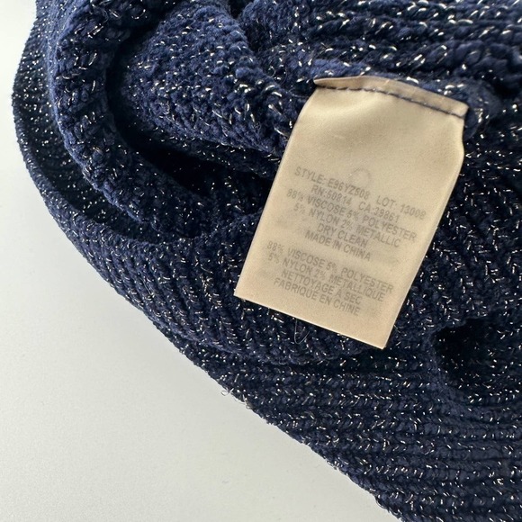 Elie Tahari Womens Heavy Knit Metallic Pullover Sweater Knitted Blue Size M - Picture 9 of 12
